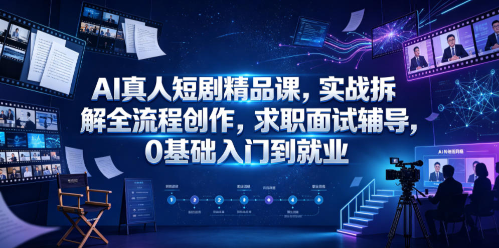 AI真人短剧精品课，实战拆解全流程创作，求职面试辅导，0基础入门到就业-小二项目网