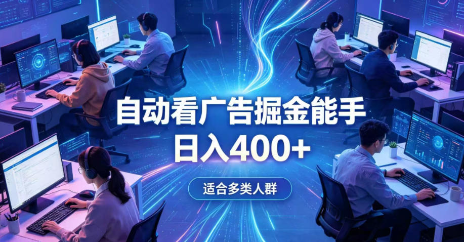 全脚本0基础自动看广告，单日收益400+，别再找高门槛副业，项目简单上手，收益看得见，没有复杂操作，AI全自动，设置一次全天自动跑收益【揭秘】-小二项目网
