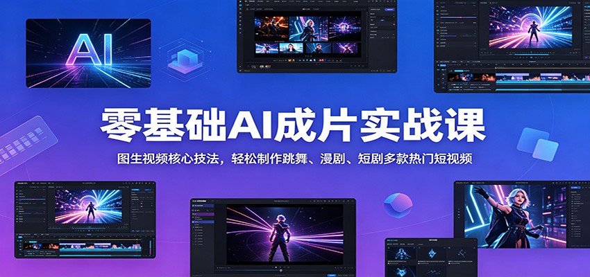 零基础AI成片实战课：图生视频核心技法，轻松制作跳舞、漫剧、短剧多款热门短视频-小二项目网