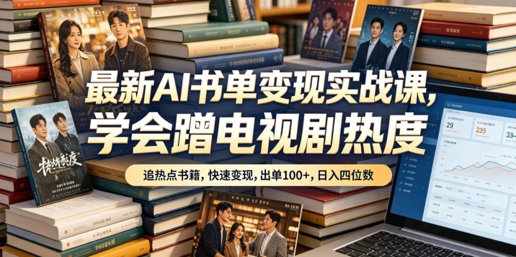 最新AI书单变现实战课，学会蹭电视剧热度，追热点书籍，快速变现，出单100+，日入四位数-小二项目网