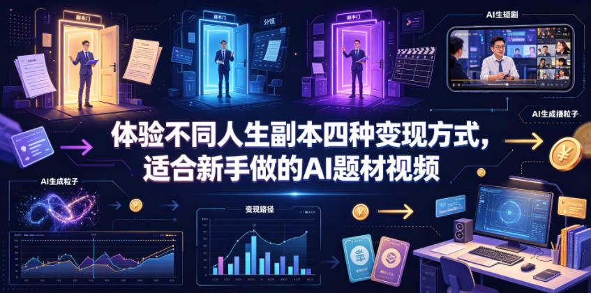 体验不同人生副本四种变现方式，适合新手做的AI题材视频-小二项目网