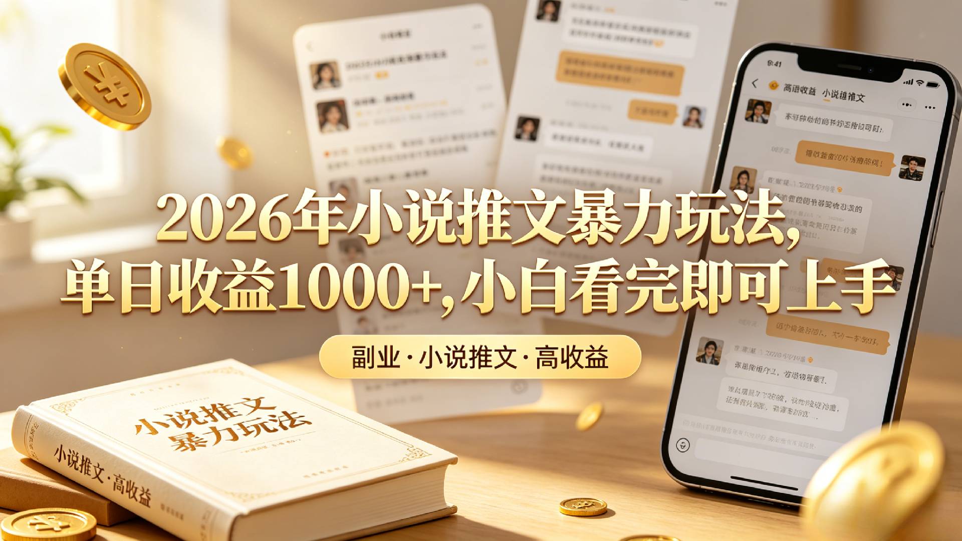 2026年小说推文暴力玩法,单日收益1000+,小白看完即可上手-小二项目网