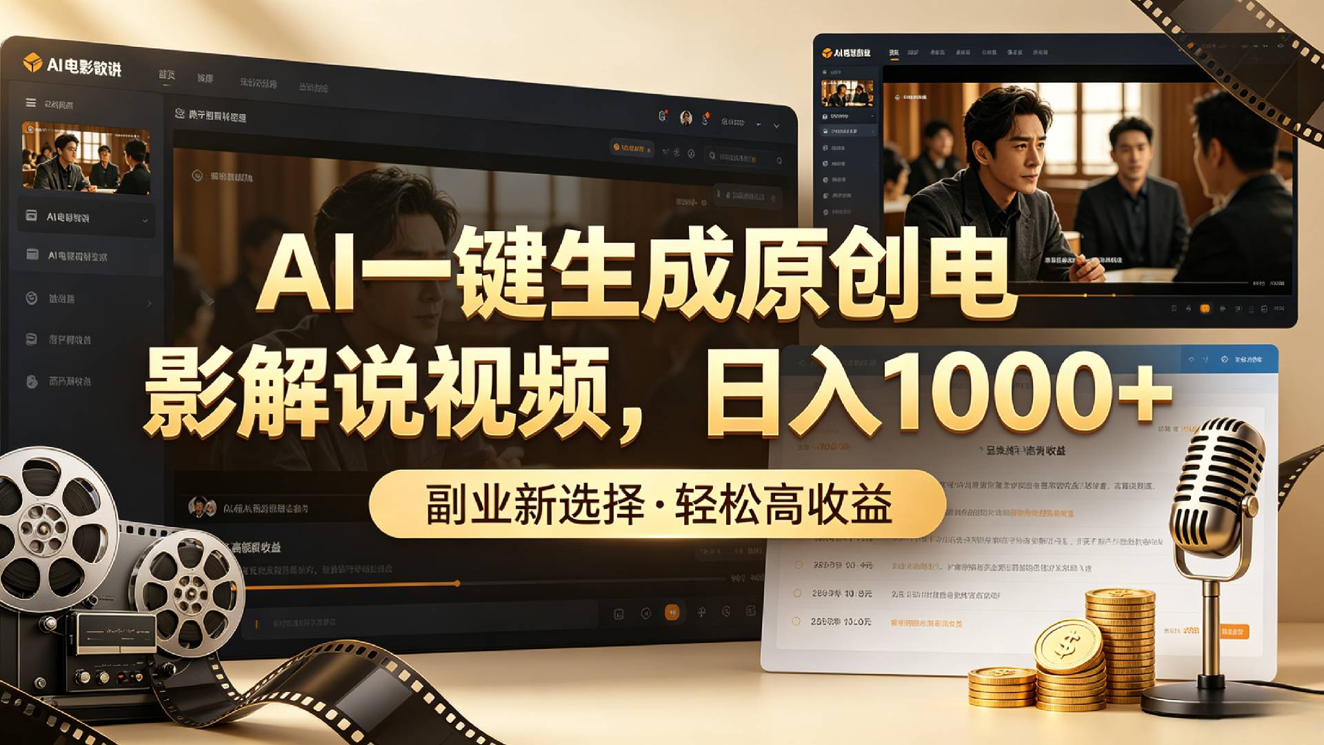 AI一键生成原创电影解说视频,日入1000+!-小二项目网