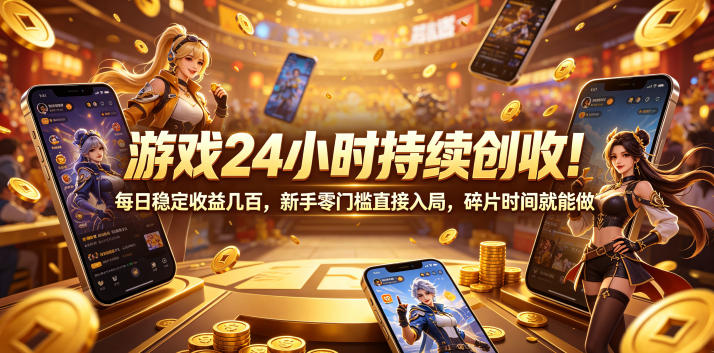 游戏24小时持续创收！每日稳定收益几百，新手零门槛直接入局，碎片时间就能做【揭秘】-小二项目网
