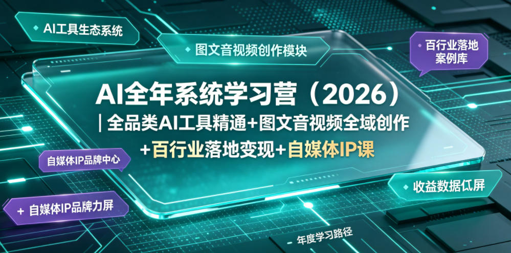 AI全年系统学习营（2026）｜全品类AI工具精通+图文音视频全域创作+百行业落地变现+自媒体IP打造年度进阶大课-小二项目网