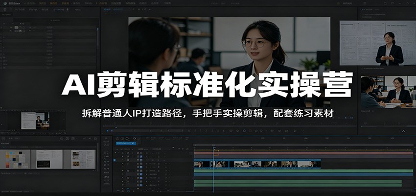 AI剪辑标准化实操营：拆解普通人IP打造路径，手把手实操剪辑，配套练习素材-小二项目网