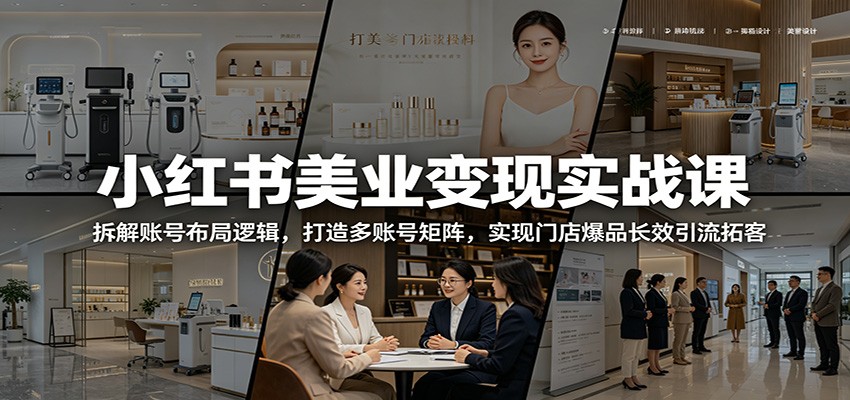小红书美业变现实战课：拆解账号布局逻辑，打造多账号矩阵，实现门店爆品长效引流拓客-小二项目网