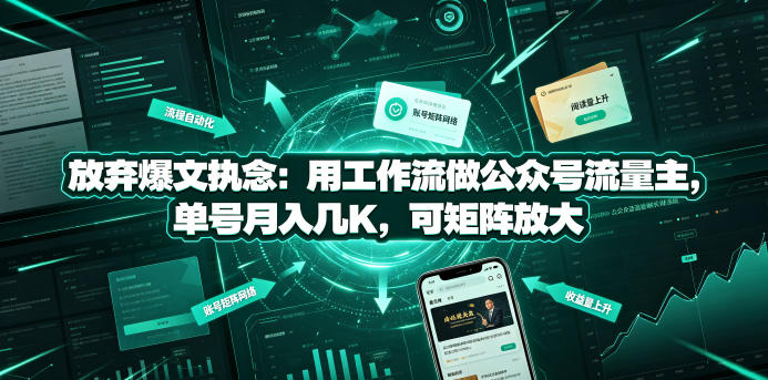 放弃爆文执念：用工作流做公众号流量主，单号月入几K，可矩阵放大-小二项目网