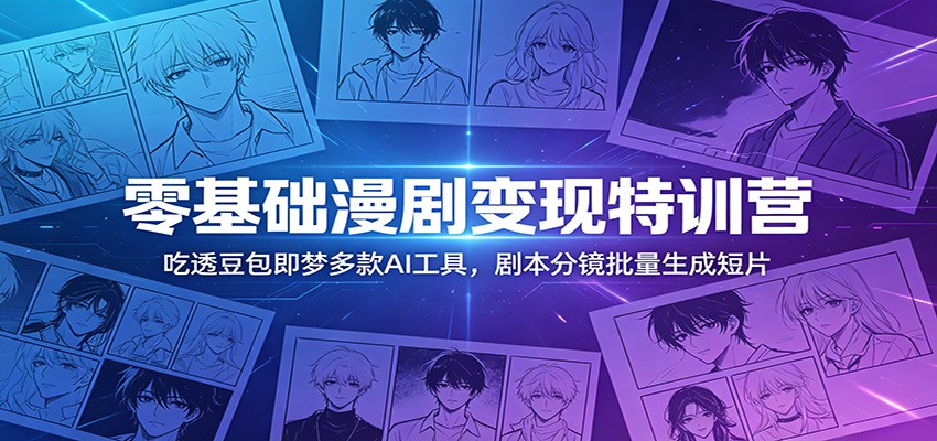 零基础漫剧变现特训营：吃透豆包即梦多款AI工具，剧本分镜批量生成短片-小二项目网