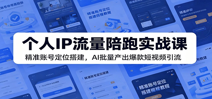 个人IP流量陪跑实战课：精准账号定位搭建，AI批量产出爆款短视频引流-小二项目网