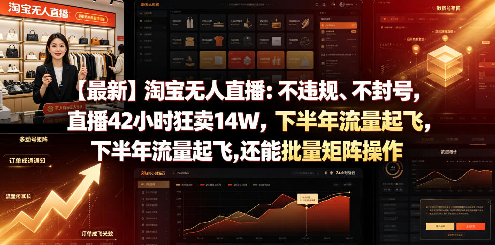 【最新】淘宝无人直播：不违规、不封号，直播42小时狂卖14W，下半年流量起飞，还能批量矩阵操作【揭秘】-小二项目网
