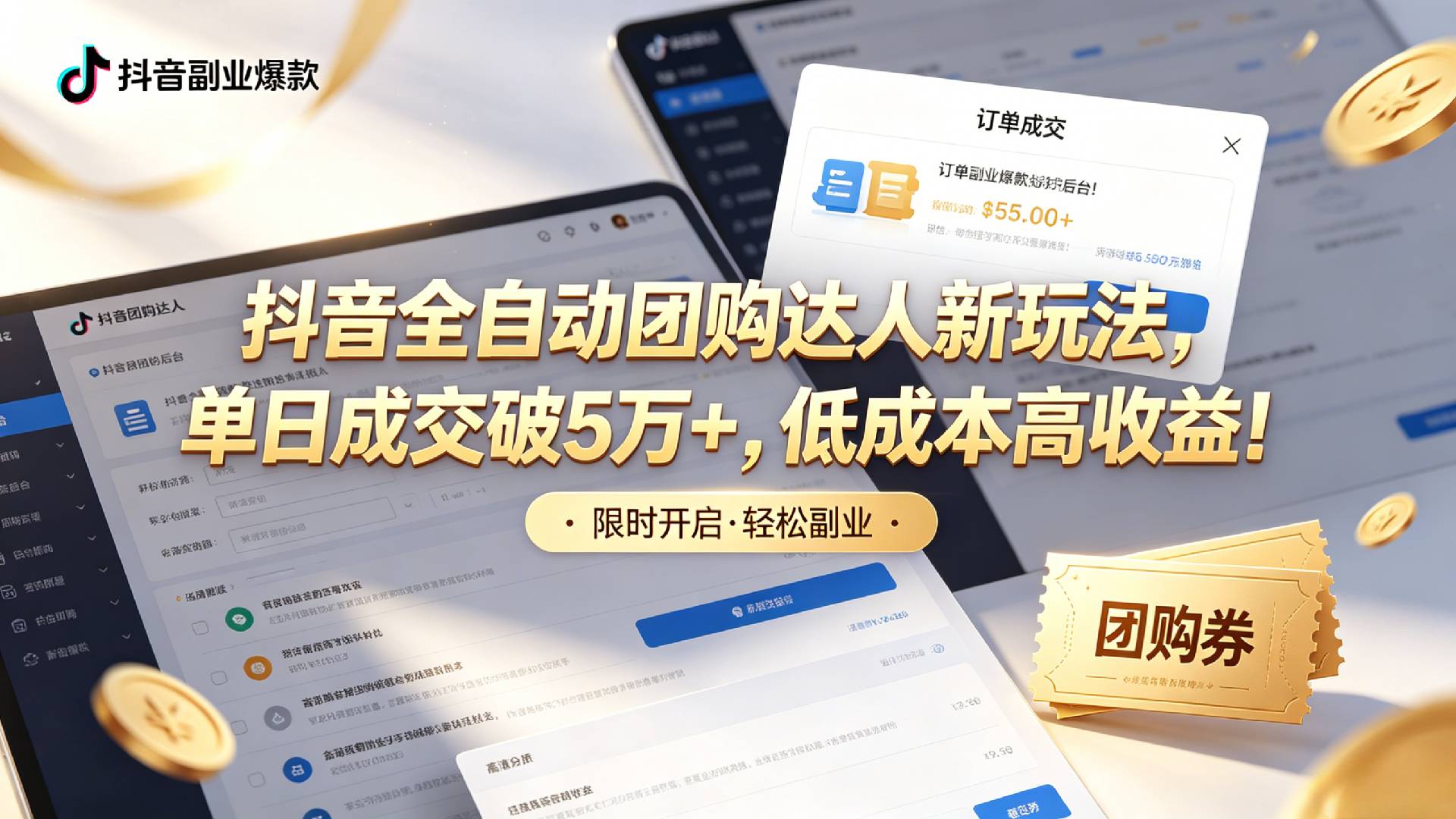 抖音全自动团购达人新玩法,单日成交破5万+,低成本高收益!-小二项目网