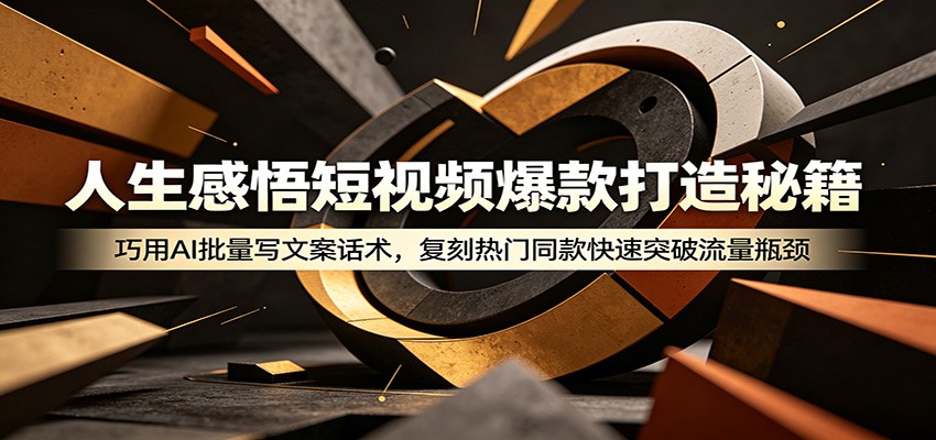 人生感悟短视频爆款打造秘籍：巧用A 批量写文案话术，复刻热门同款快速突破流量瓶颈-小二项目网