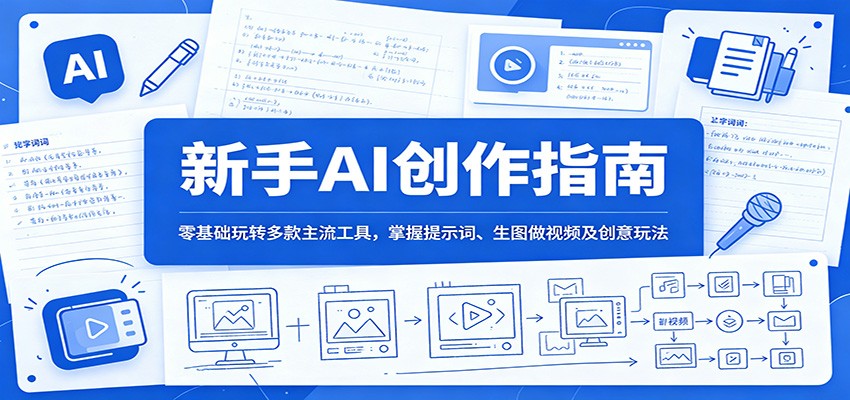 新手AI创作指南：零基础玩转多款主流工具，掌握提示词、生图做视频及创意玩法-小二项目网