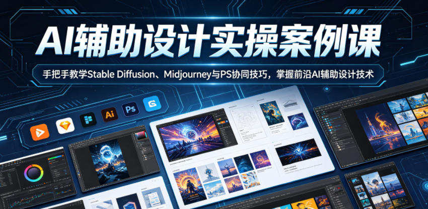 AI辅助设计实操案例课，手把手教学Stable Diffusion、Midjourney与PS协同技巧，掌握前沿AI辅助设计技术-小二项目网