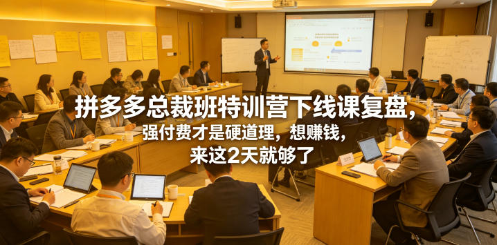 拼多多总裁班特训营下线课复盘，强付费才是硬道理，想賺钱，来这2天就够了-小二项目网