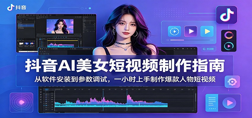 抖音AI美女短视频制作指南：从软件安装到参数调试，一小时上手制作爆款人物短视频-小二项目网