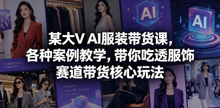 某大V AI服装带货课，各种案例教学，带你吃透服饰赛道带货核心玩法-小二项目网