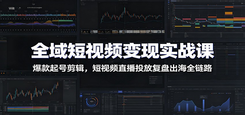 全域短视频变现实战课：爆款起号剪辑，短视频直播投放复盘出海全链路-小二项目网