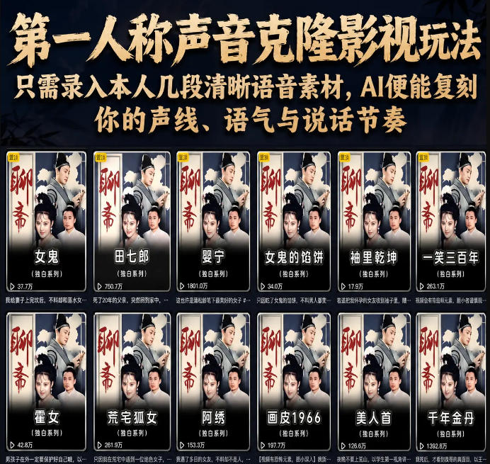 第一人称声音克隆影视玩法，只需录入本人几段清晰语音素材，AI便能复刻你的声线、语气与说话节奏-小二项目网