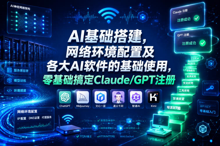 AI基础搭建，网络环境配置及各大AI软件的基础使用，零基础搞定Claude/GPT注册-小二项目网