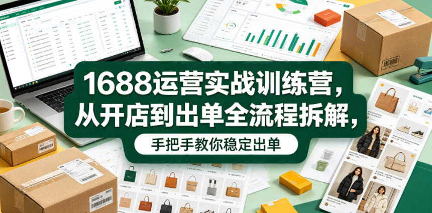 1688运营实战训练营，从开店到出单全流程拆解，手把手教你稳定出单-小二项目网