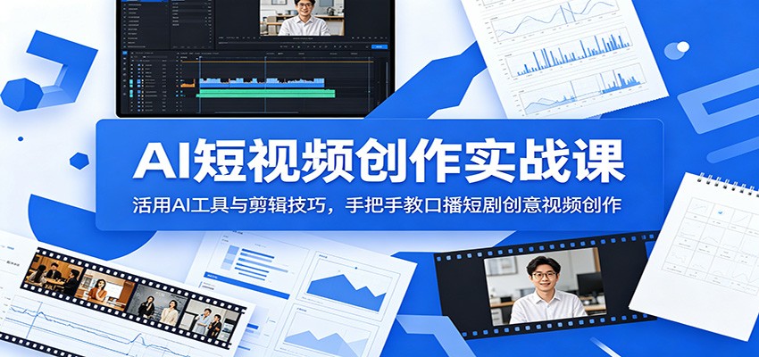 AI短视频创作实战课：活用AI工具与剪辑技巧，手把手教口播短剧创意视频创作-小二项目网