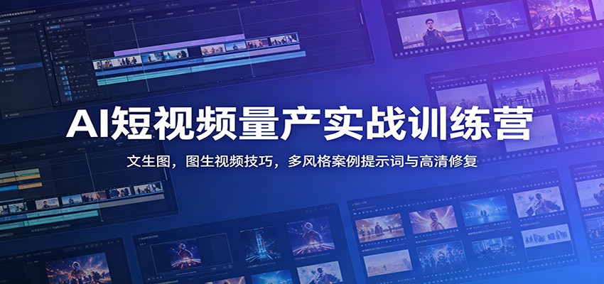 AI短视频量产实战训练营：文生图，图生视频技巧，多风格案例提示词与高清修复-小二项目网