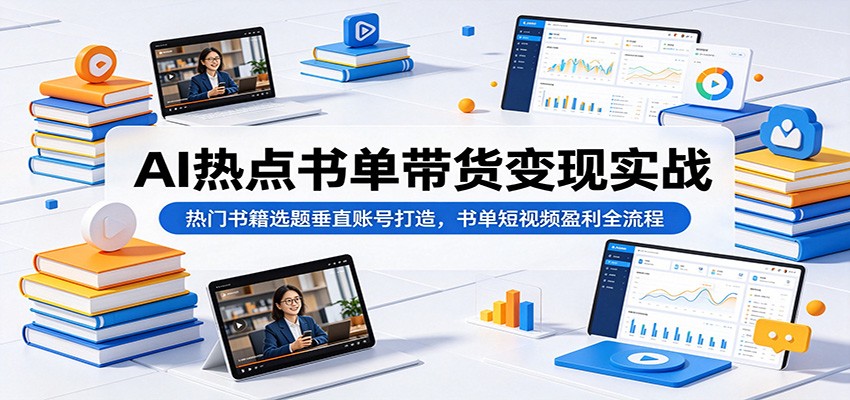 AI热点书单带货变现实战：热门书籍选题垂直账号打造，书单短视频盈利全流程-小二项目网