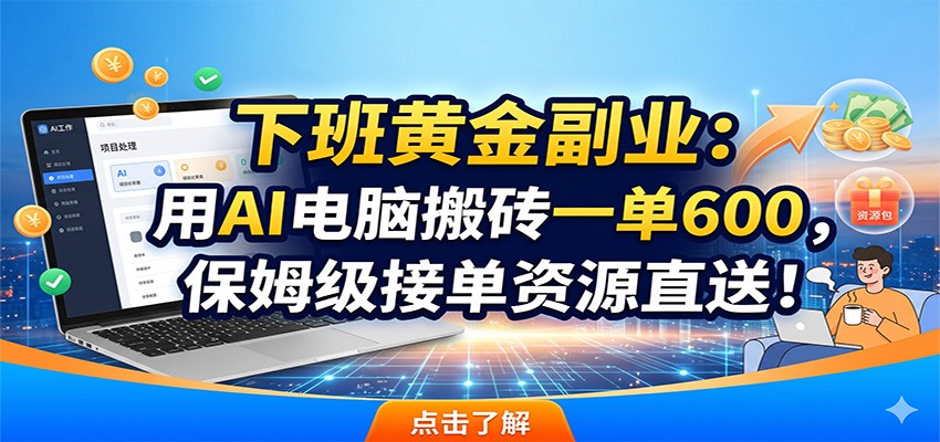 下班黄金副业：用AI电脑搬砖一单600，保姆级接单资源直送！-小二项目网