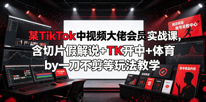 某TikTok中视频大佬会员实战课，含切片假解说+TK开中+体育by一刀不剪等玩法教学-小二项目网