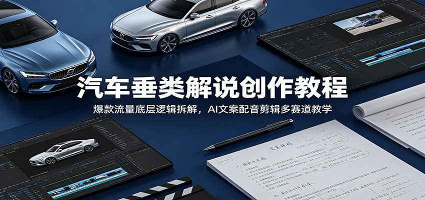 汽车垂类解说创作教程：爆款流量底层逻辑拆解，AI文案配音剪辑多赛道教学-小二项目网