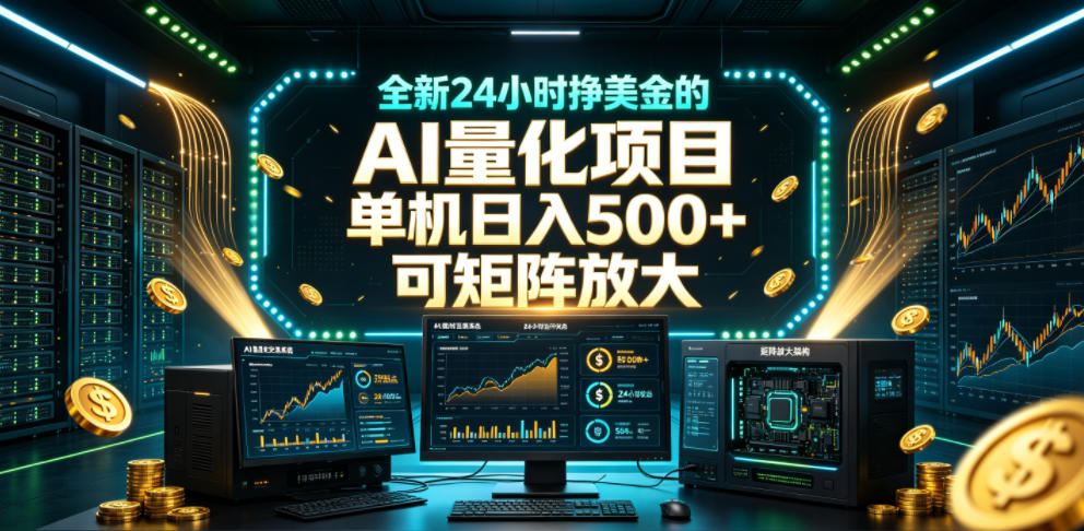 全新24小时挣美金的AI量化项目，单机日入500+，每天见收益，可矩阵放大【揭秘】-小二项目网