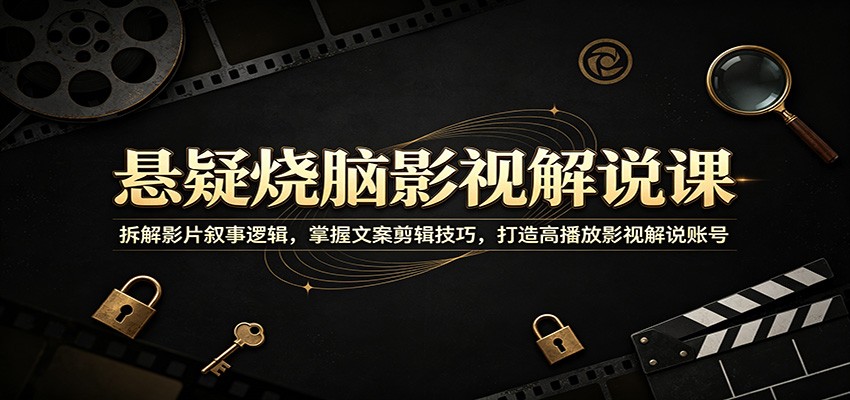 悬疑烧脑影视解说课：拆解影片叙事逻辑，掌握文案剪辑技巧，打造高播放影视解说账号-小二项目网