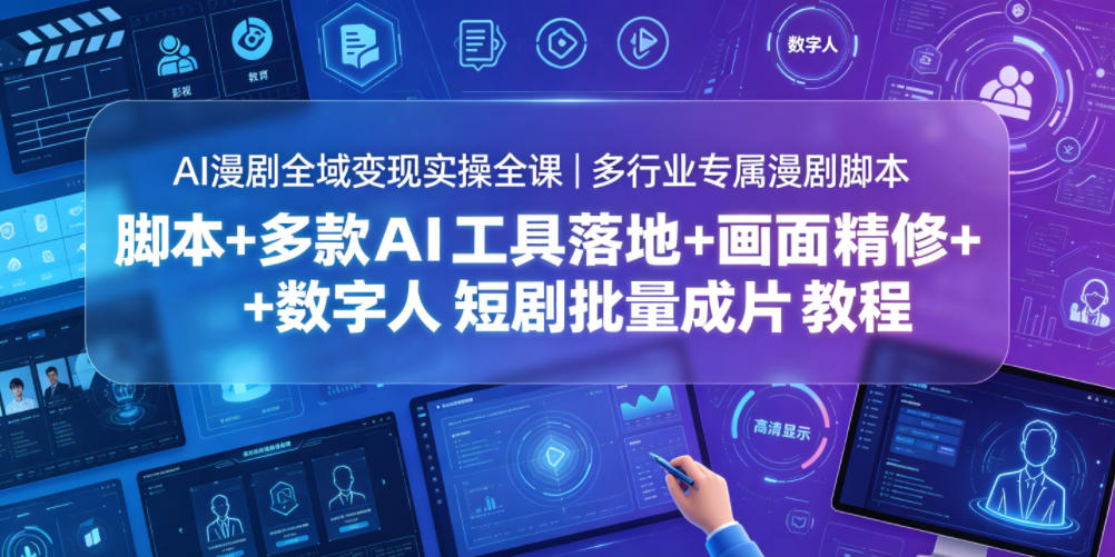 AI漫剧全域变现实操全课｜多行业专属漫剧脚本+多款AI工具落地+画面精修+数字人短剧批量成片全教程-小二项目网