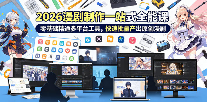 2026 AI漫剧制作一站式全能课，零基础精通多平台工具，快速批量产出原创漫剧-小二项目网