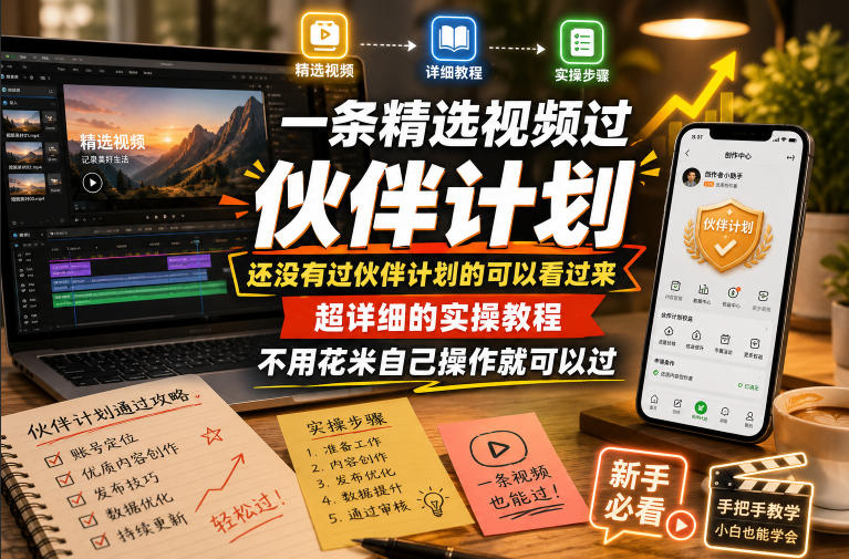 一条精选视频过伙伴计划，还没有过伙伴计划的可以看过来，超详细的实操教程，不用花米自己操作就可以过-小二项目网