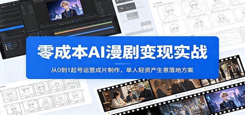 零成本AI漫剧变现实战：从0到1起号运营成片制作，单人轻资产生意落地方案-小二项目网