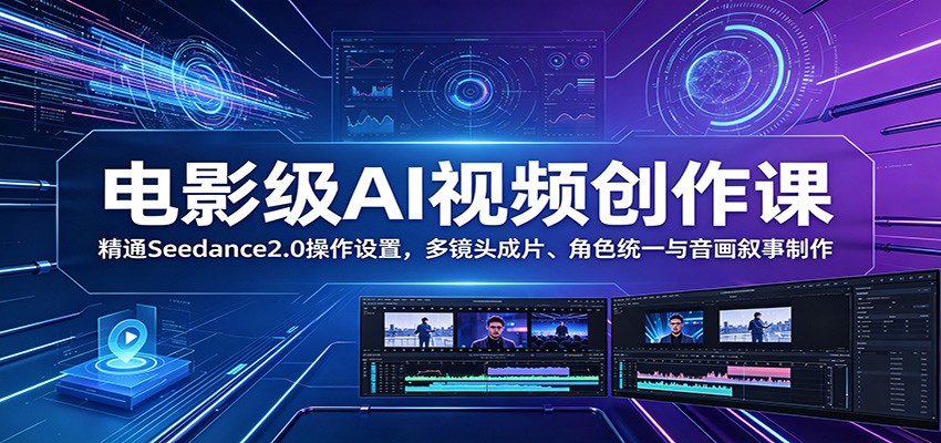 电影级AI视频创作课：精通Seedance2.0操作设置，多镜头成片、角色统一与音画叙事制作-小二项目网