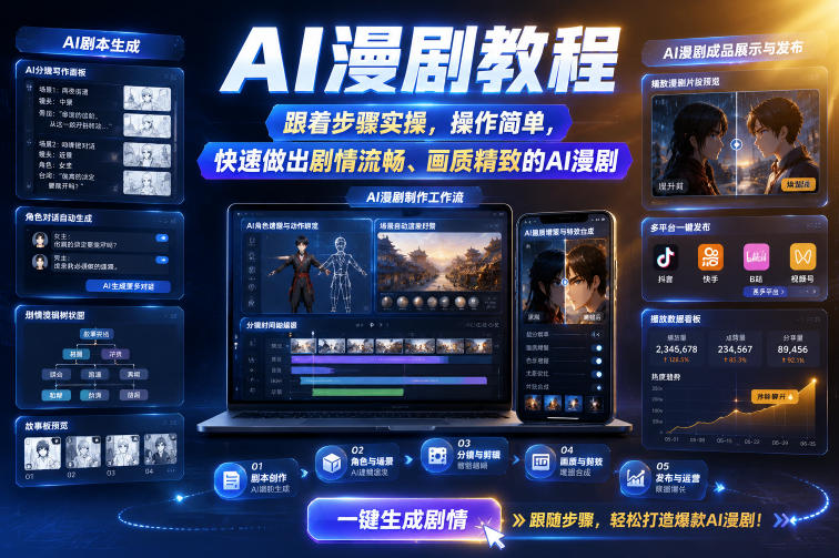AI漫剧教程，跟着步骤实操，操作简单，快速做出剧情流畅、画质精致的AI漫剧-小二项目网