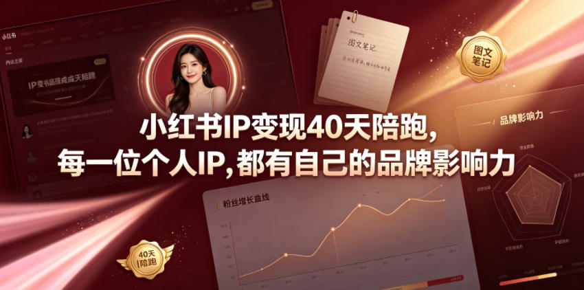 小红书IP变现40天陪跑，每一位个人IP，都有自己的品牌影响力-小二项目网