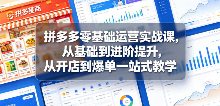 拼多多零基础运营实战课，从基础到进阶提升，从开店到爆单一站式教学-小二项目网