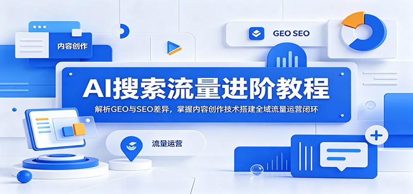 AI搜索流量进阶教程：解析GEO与SEO差异，掌握内容创作技术搭建全域流量运营闭环-小二项目网