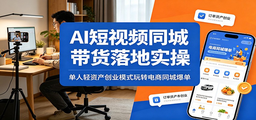 AI短视频同城带货落地实操：单人轻资产创业模式玩转电商同城爆单-小二项目网