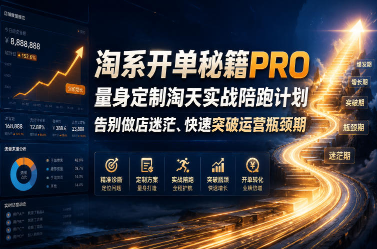 淘系开单秘籍PRO，量身定制淘天实战陪跑计划，告别做店迷茫、快速突破运营瓶颈期（2026年6月11）-小二项目网