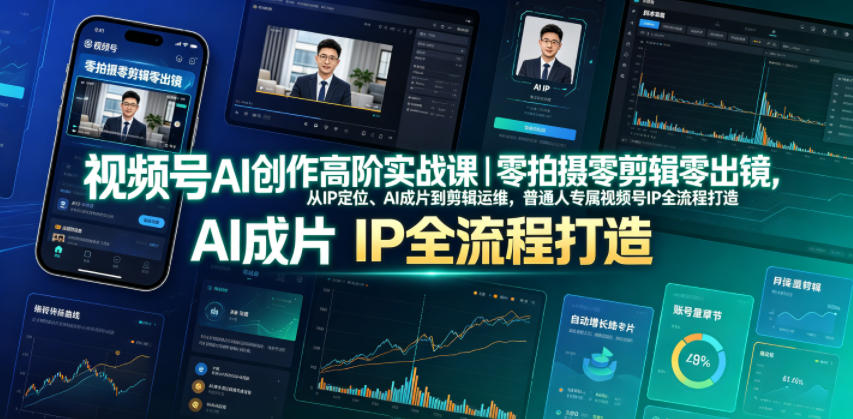 视频号AI创作高阶实战课｜零拍摄零剪辑零出镜，从IP定位、AI成片到剪辑运维，普通人专属视频号IP全流程打造-小二项目网