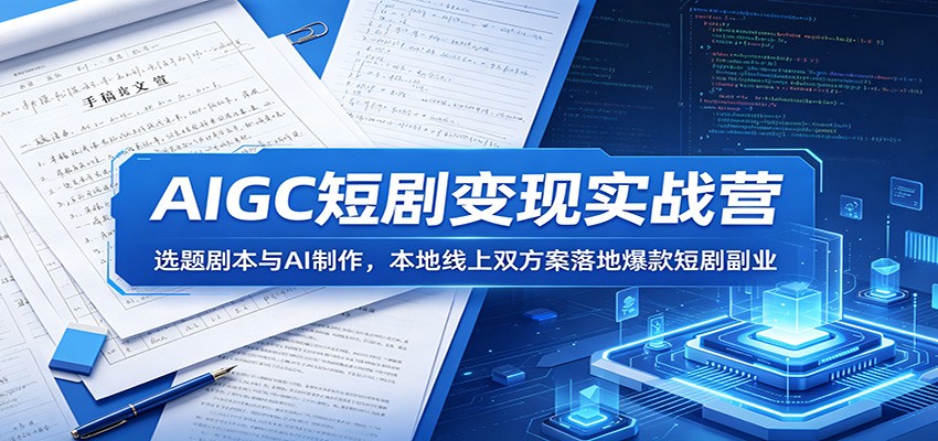 AIGC短剧变现实战营：选题剧本与AI制作，本地线上双方案落地爆款短剧副业-小二项目网