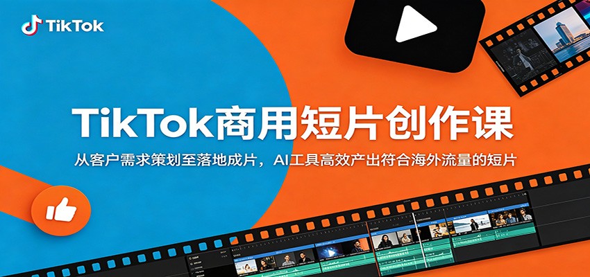 TikTok商用短片创作课：从客户需求策划至落地成片，AI工具高效产出符合海外流量的短片-小二项目网