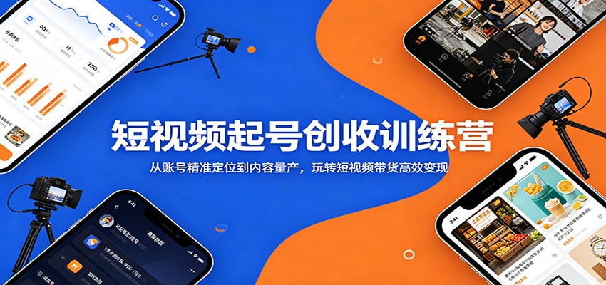 短视频起号创收训练营：从账号精准定位到内容量产，玩转短视频带货高效变现-小二项目网