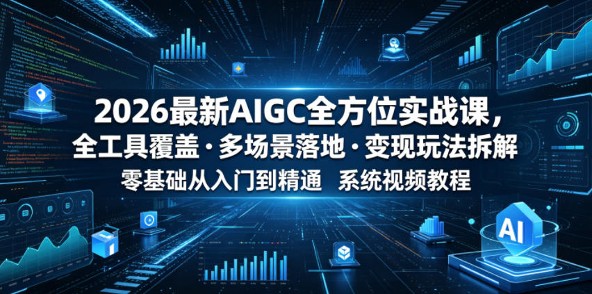 2026最新AIGC全方位实战课，全工具覆盖・多场景落地・变现玩法拆解，零基础从入门到精通系统视频教程-小二项目网